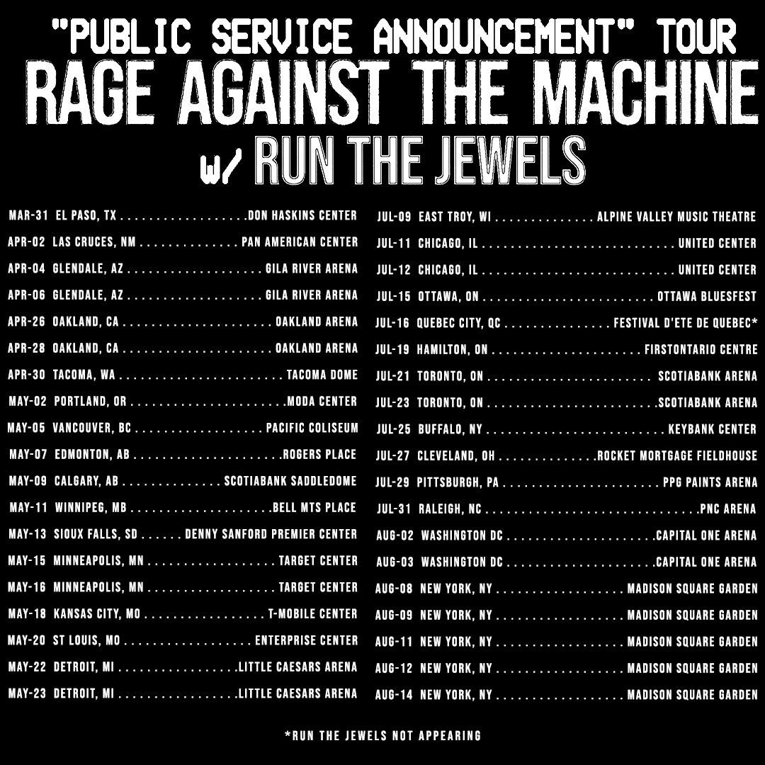 Rage Against The Machine_New dates