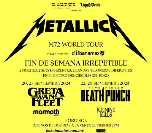 Metallica llegará al Foro Sol