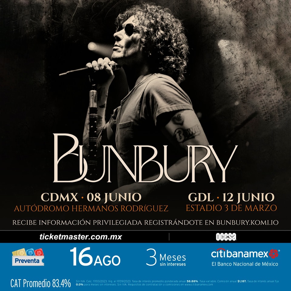 Bunbury se presentará en el Autódromo Hnos. Rodríguez