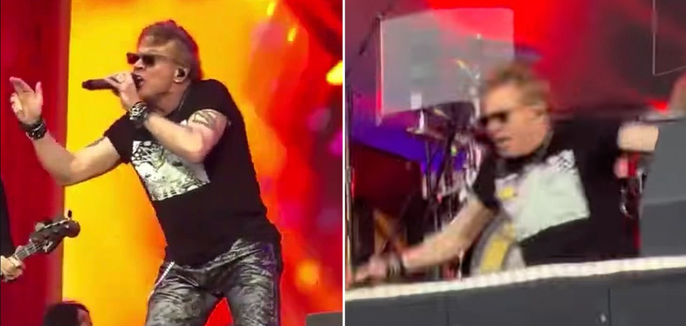 VIDEO Axl Rose sufre caída en el escenario