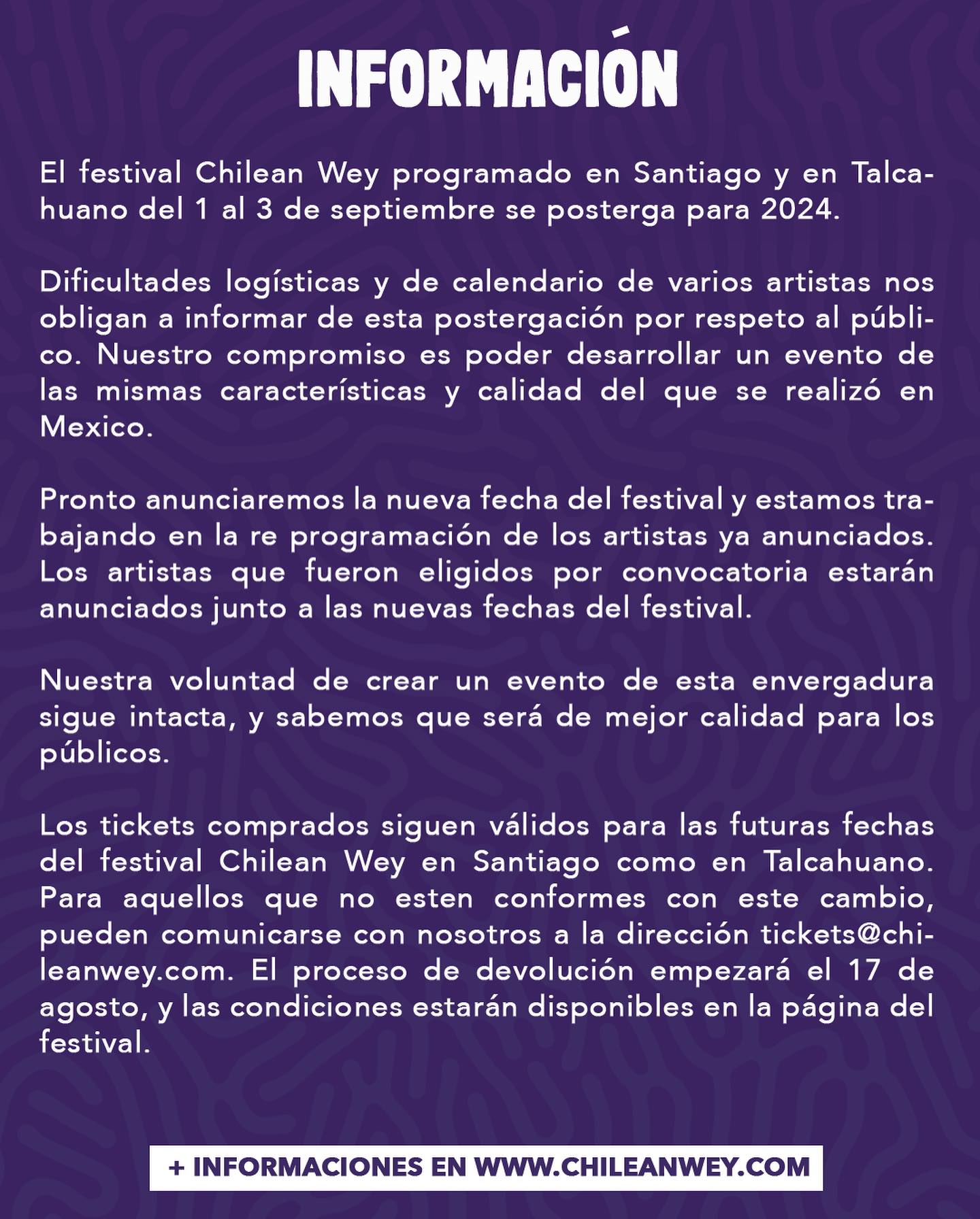 Chilean wey festival comunicado 2023