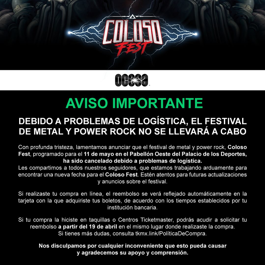 Coloso Fest Cancelado