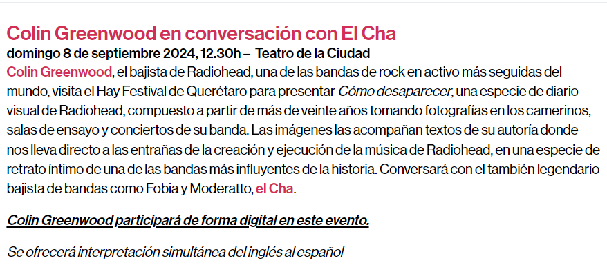 Colin Greenwood Charla Virtual