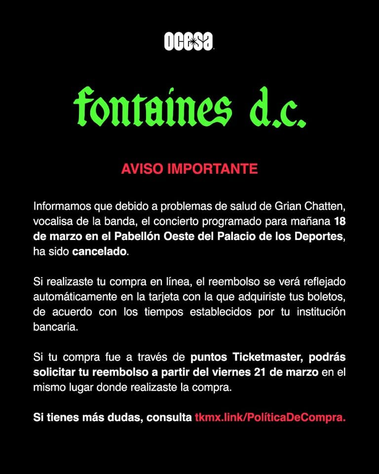 Fontaines Cancelado