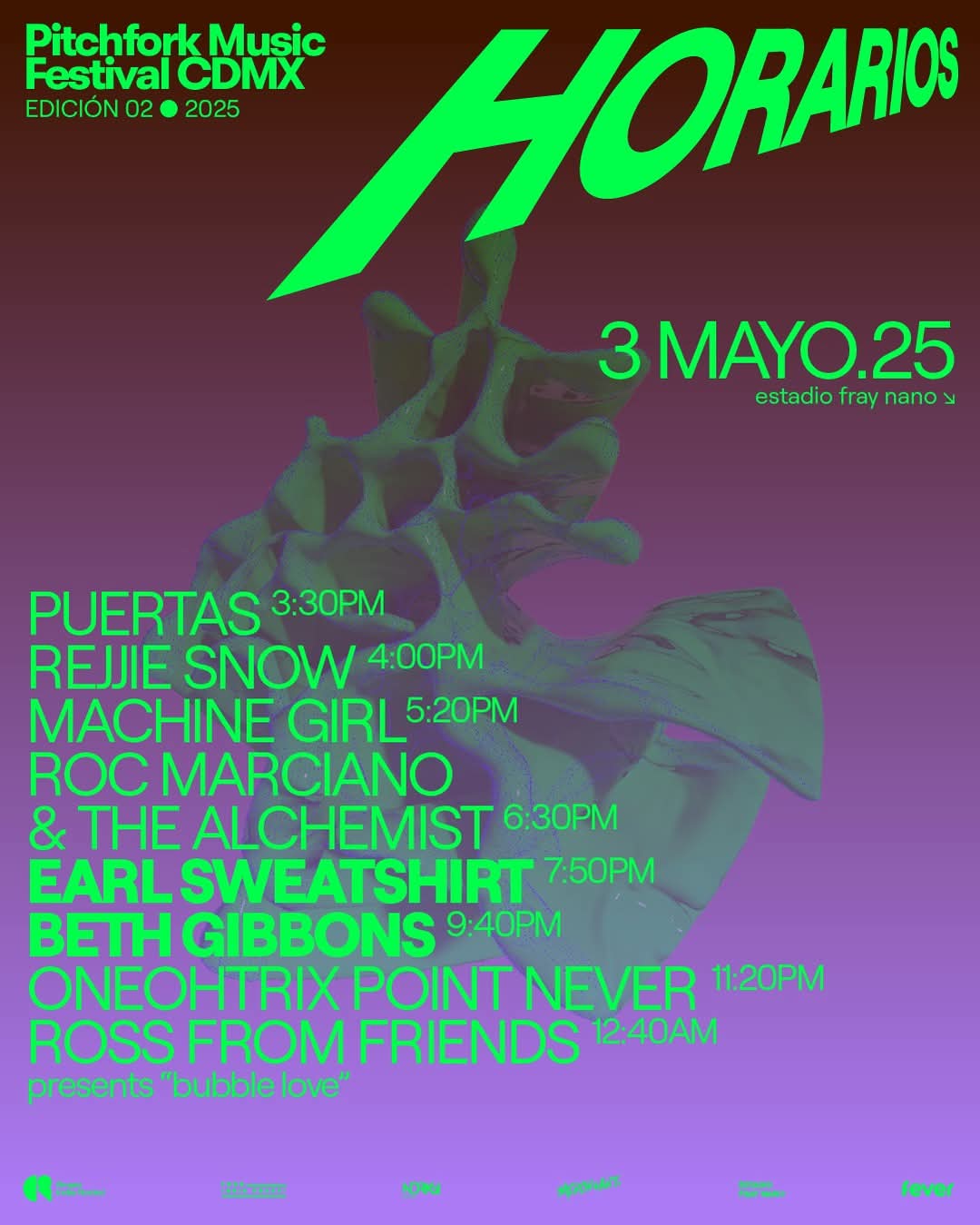 Pitchfork Horarios 3 Mayo