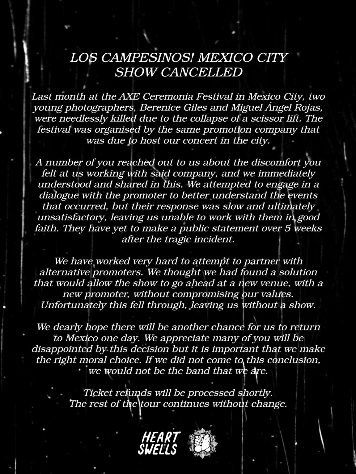 Los campesinos cancelacion