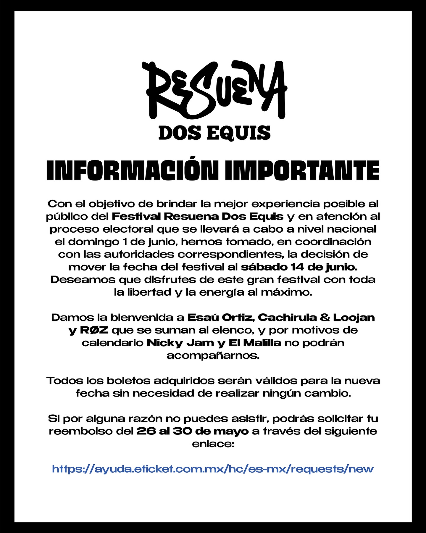 Resuena dos equis comunicado