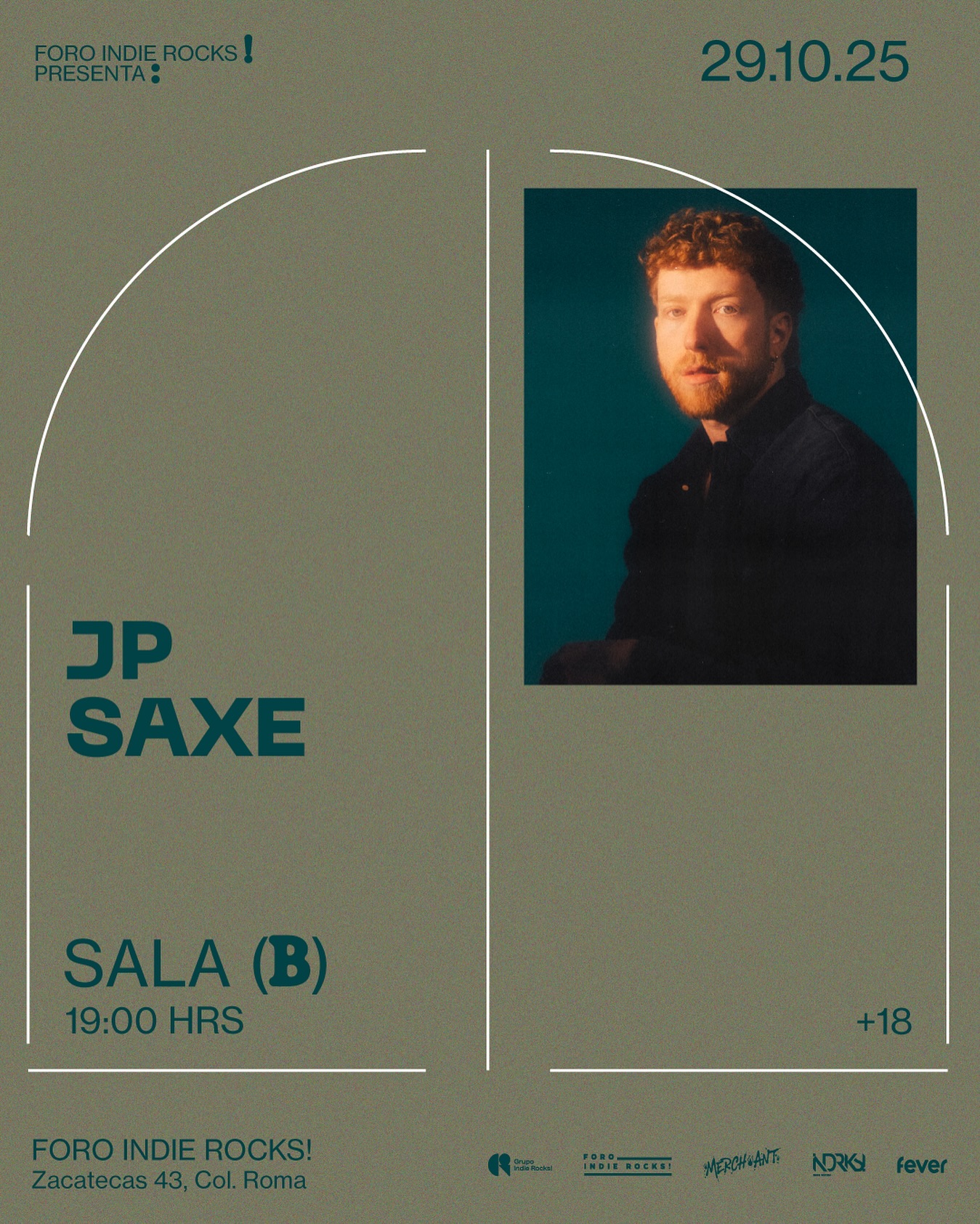 PRECIOS: JP Saxe se presentará en el Foro Indie Rocks!