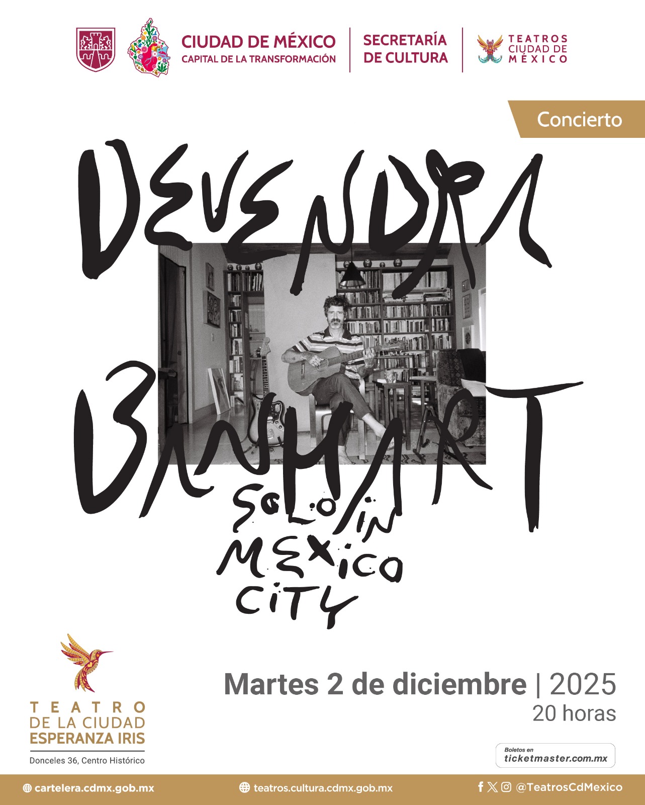 PRECIOS: Devendra Banhart se presentará en el Teatro de la Ciudad