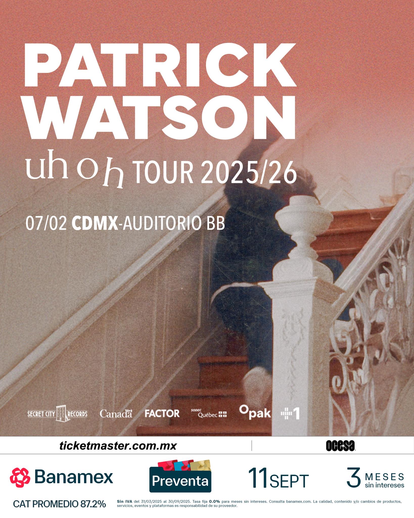 PRECIOS: Patrick Watson se presentará en el Auditorio BB