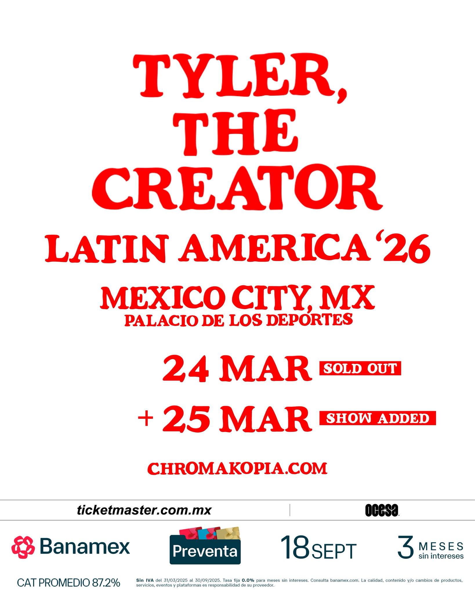 NUEVA FECHA: Tyler, the Creator llegará al Palacio de los Deportes