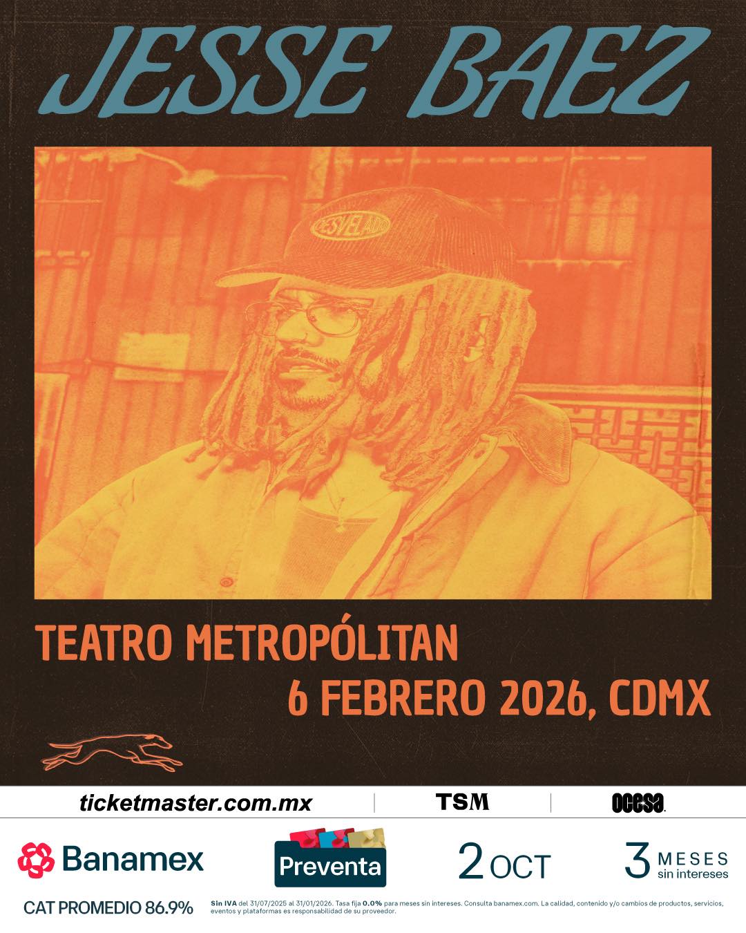 PRECIOS: Jesse Baez se presentará en el Teatro Metropólitan