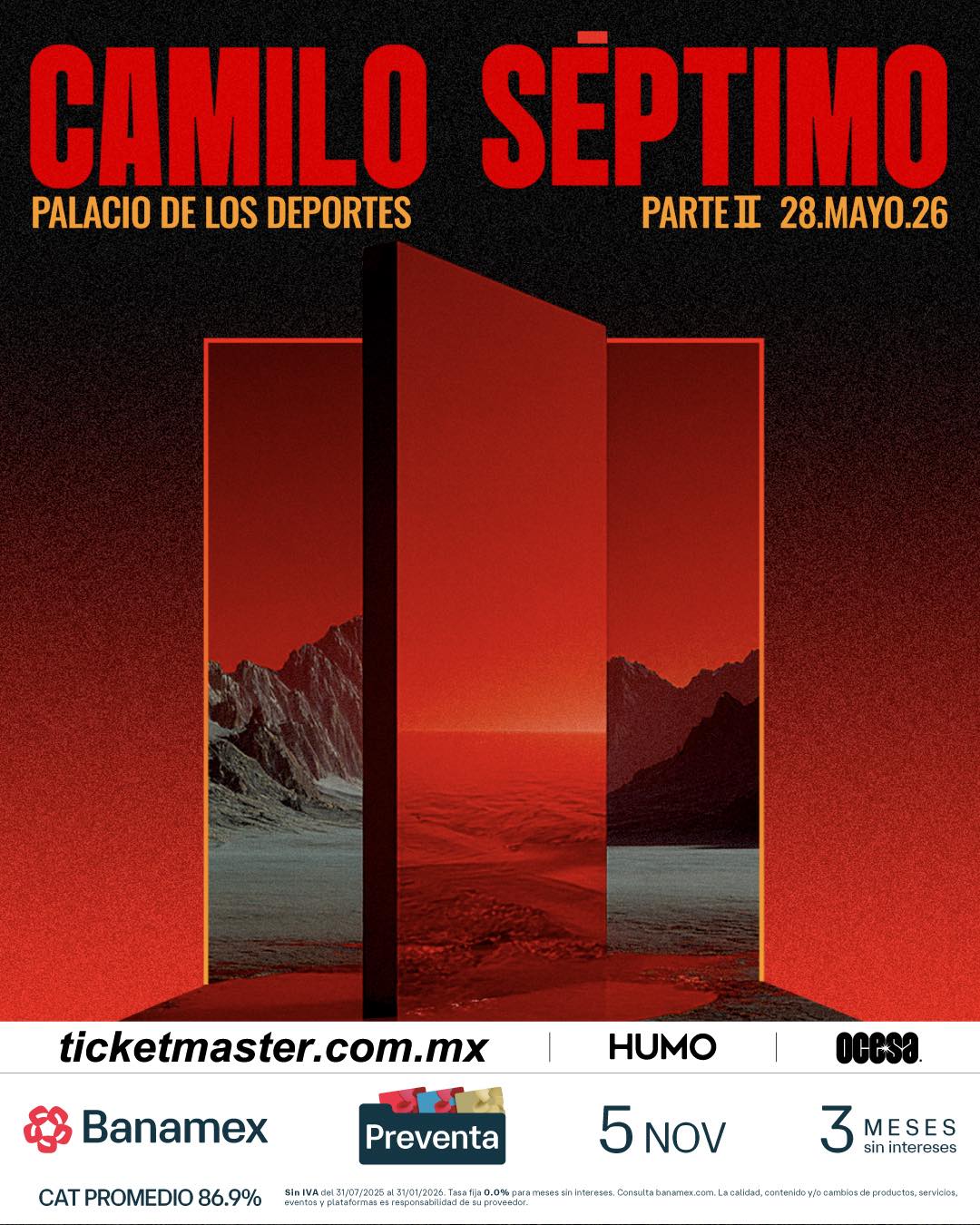 PRECIOS: Camilo Séptimo llegará al Palacio de los Deportes