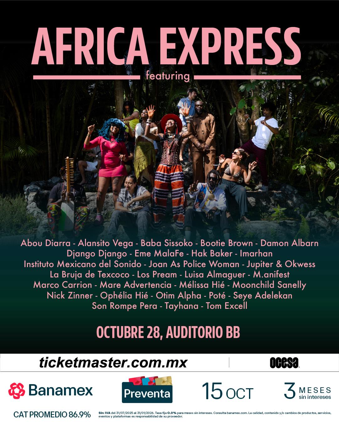 PRECIOS: Africa Express llegará al Auditorio BB