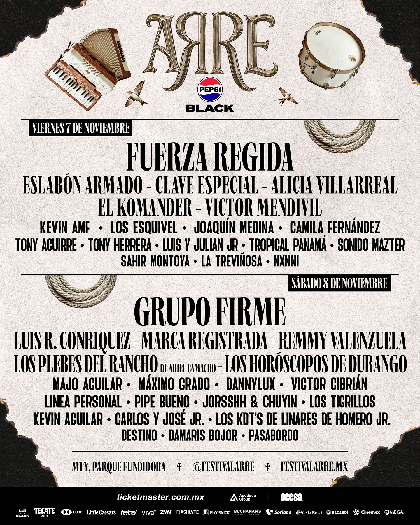 PRECIOS: ARRE Pepsi Black 2025 revela lineup por día
