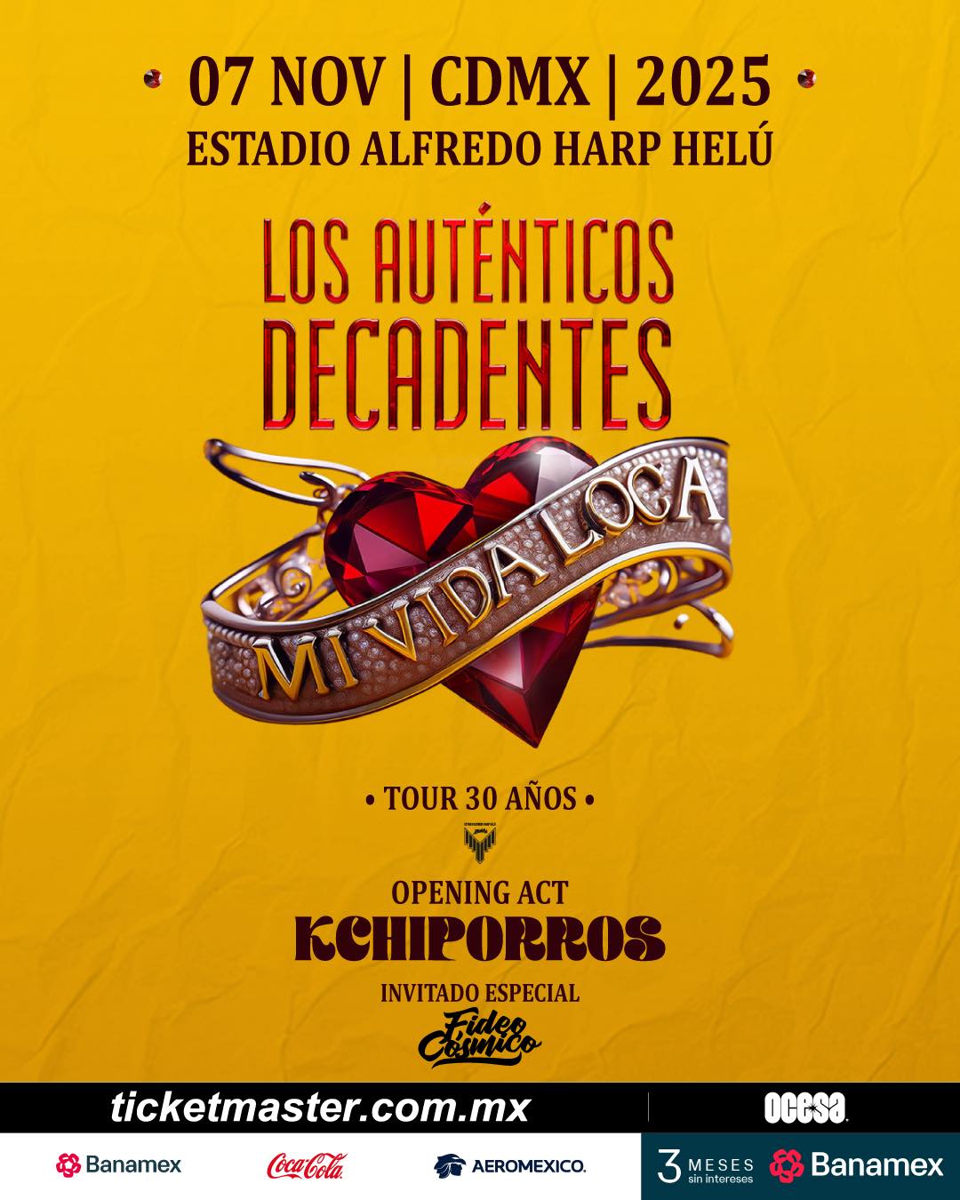 PRECIOS: Los Auténticos Decadentes armará la fiesta en el Estadio Alfredo Harp Helú