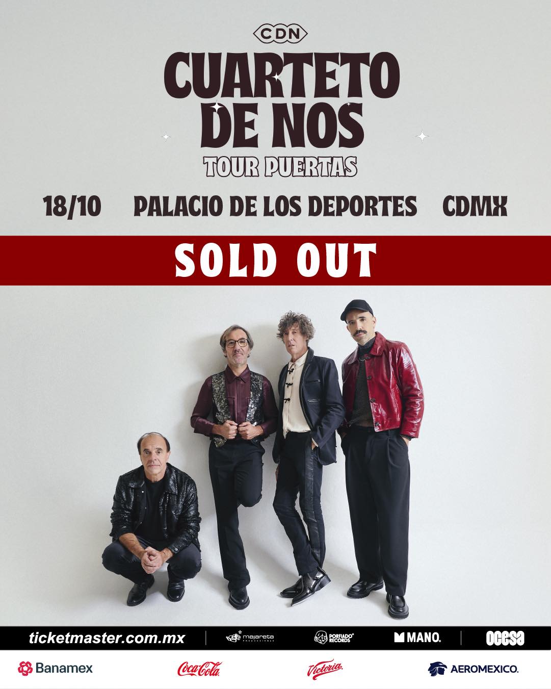 SOLD OUT: Cuarteto de Nos se presentará en el Palacio de los Deportes