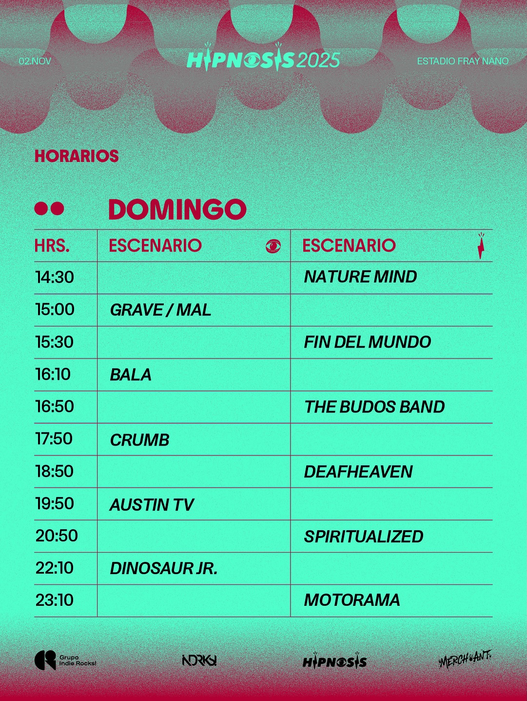Hipnosis 25 horarios domingo