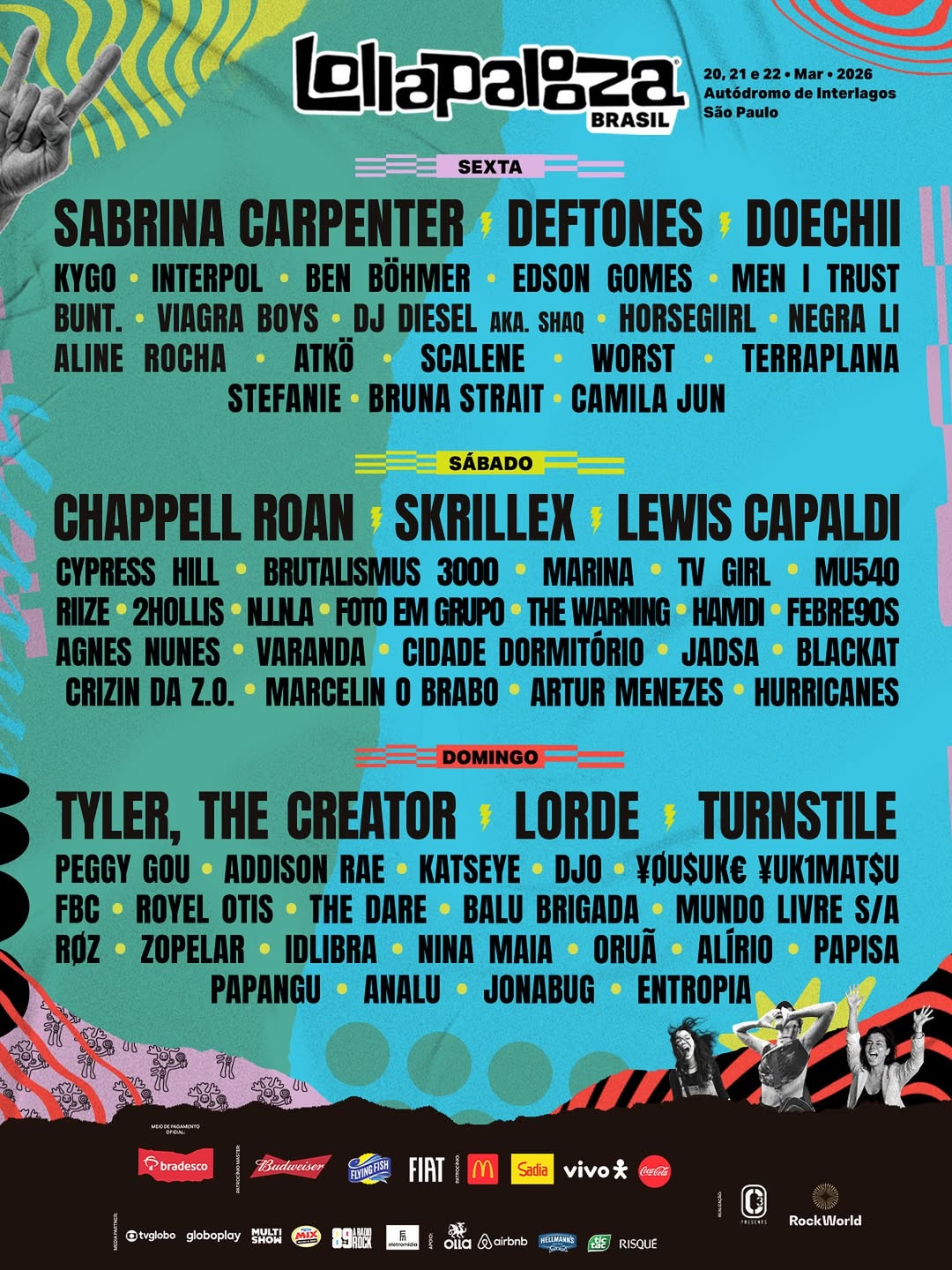 Lollapalooza Brasil 2026 anuncia lineup por día