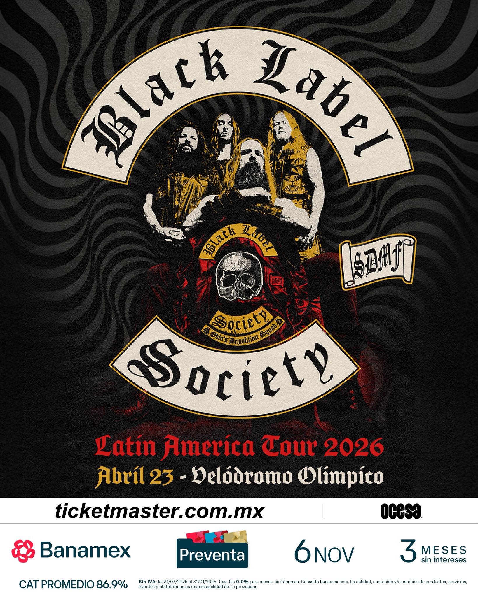 PRECIOS: Black Label Society hará vibrar la Carpa Velódromo