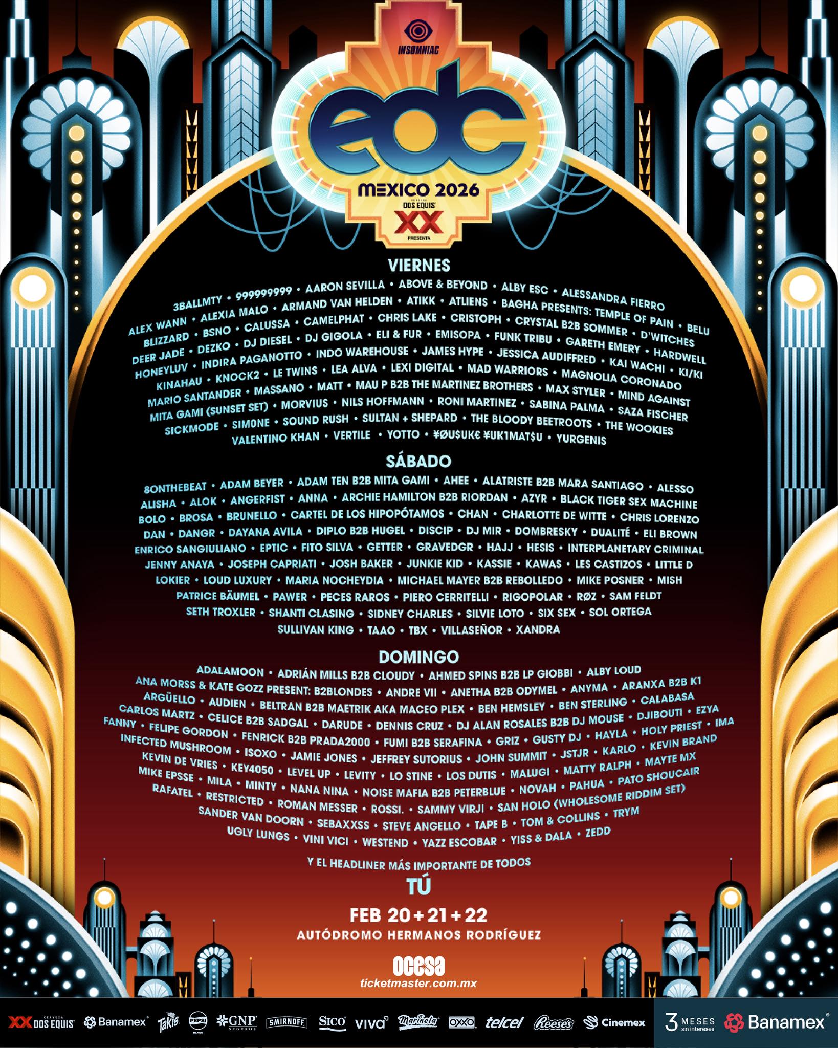 PRECIOS: EDC México 2026 anuncia lineup por día