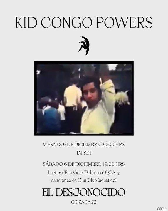 Kid Congo Powers se presentará en El Desconocido