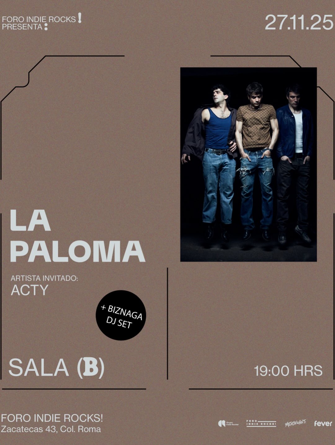 PRECIOS: La Paloma se presentará en el Foro Indie Rocks!