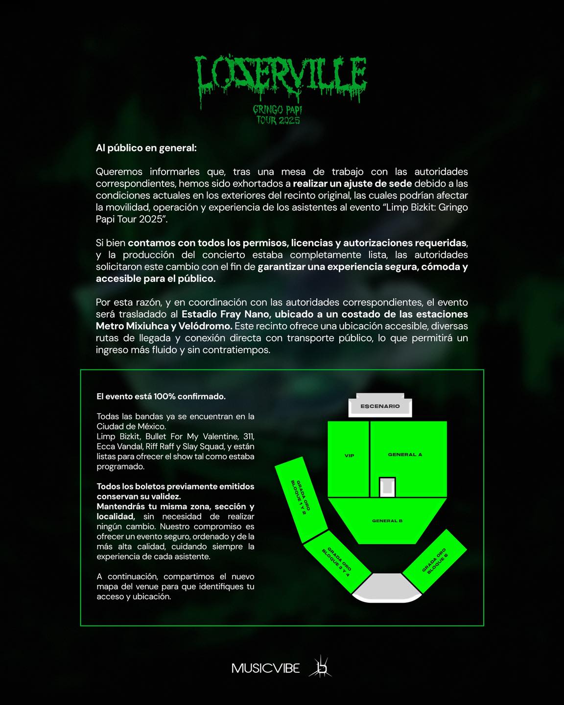 Limp bizkit cambio de venue