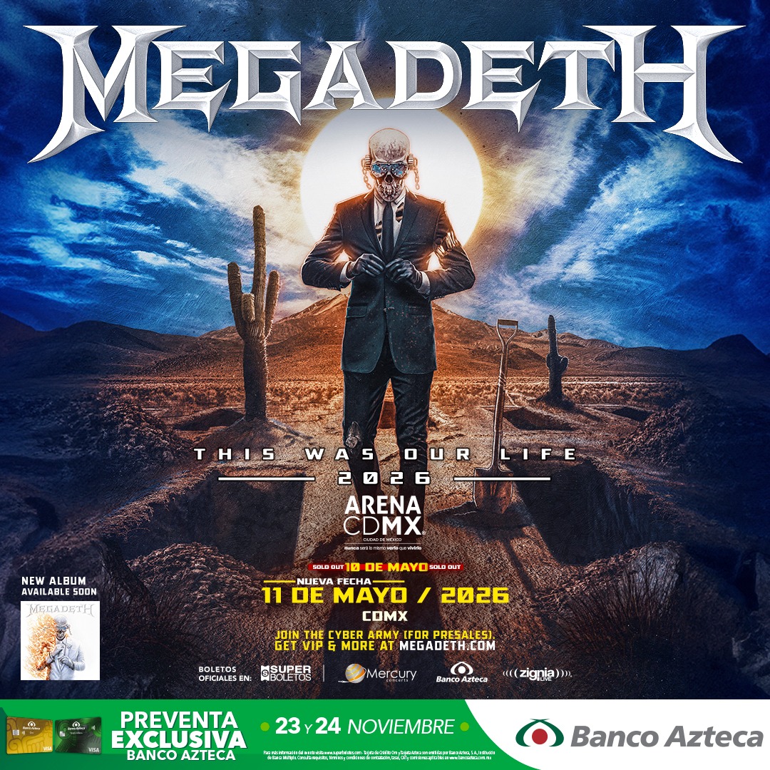 NUEVA FECHA: Megadeth se presentará en la Arena Ciudad de México