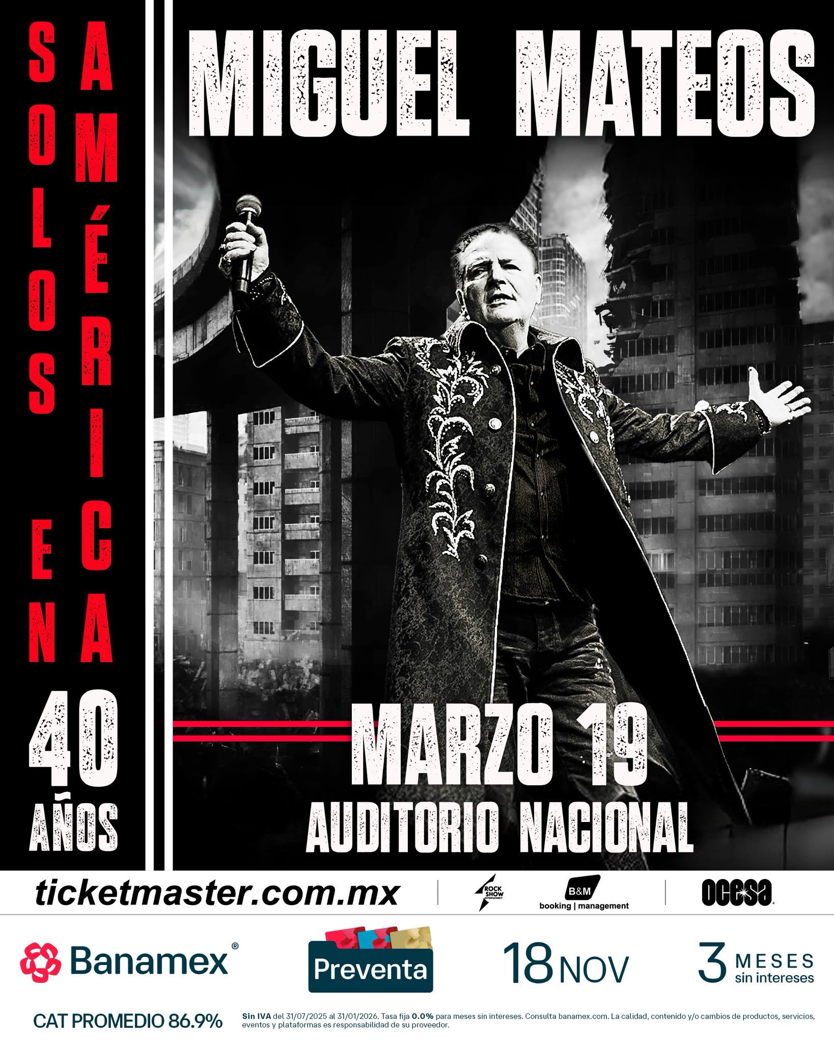 PRECIOS: Miguel Mateos llegará al Auditorio Nacional