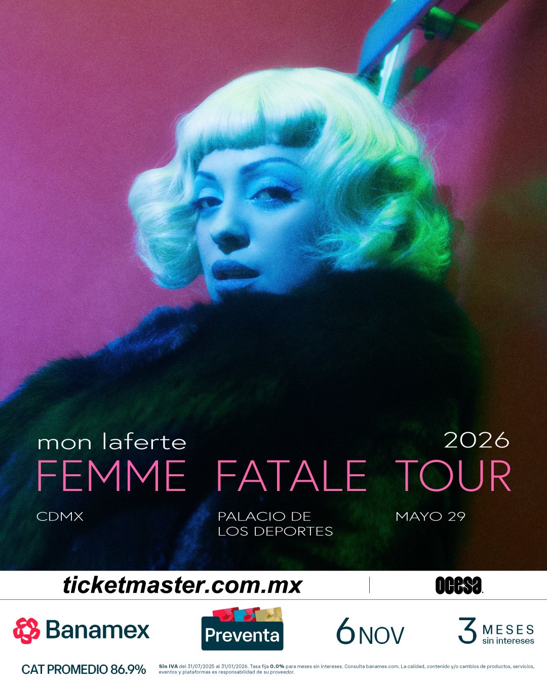 PRECIOS: Mon Laferte iluminará el Palacio de los Deportes