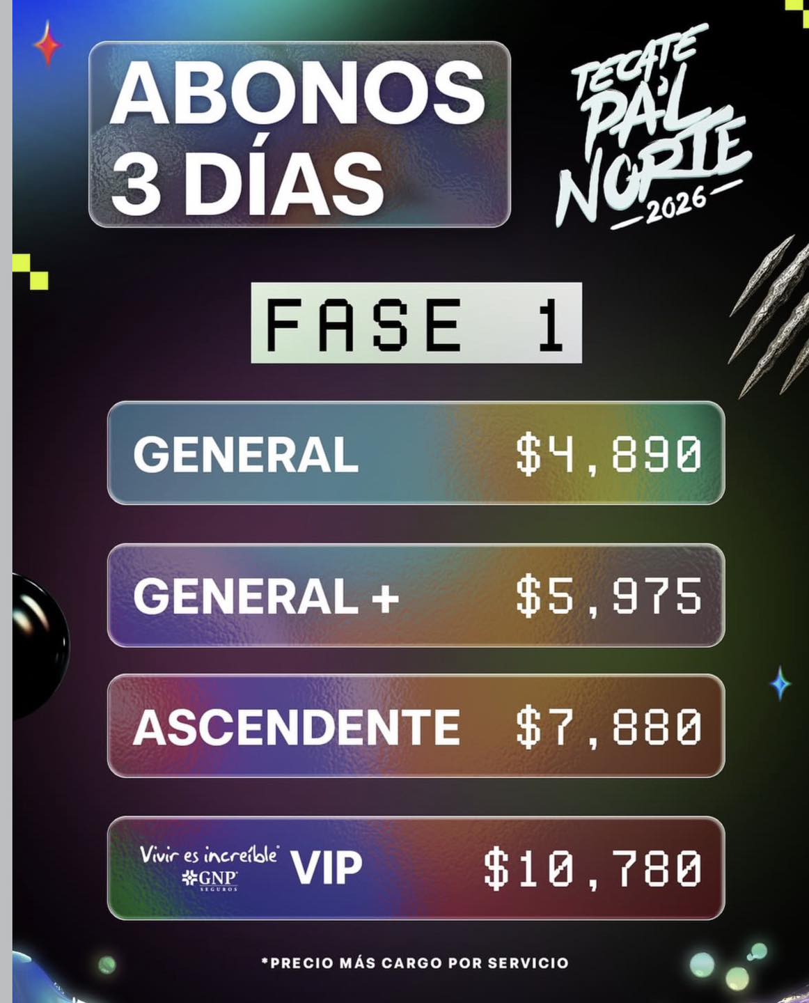 Pal norte 2026 abonos