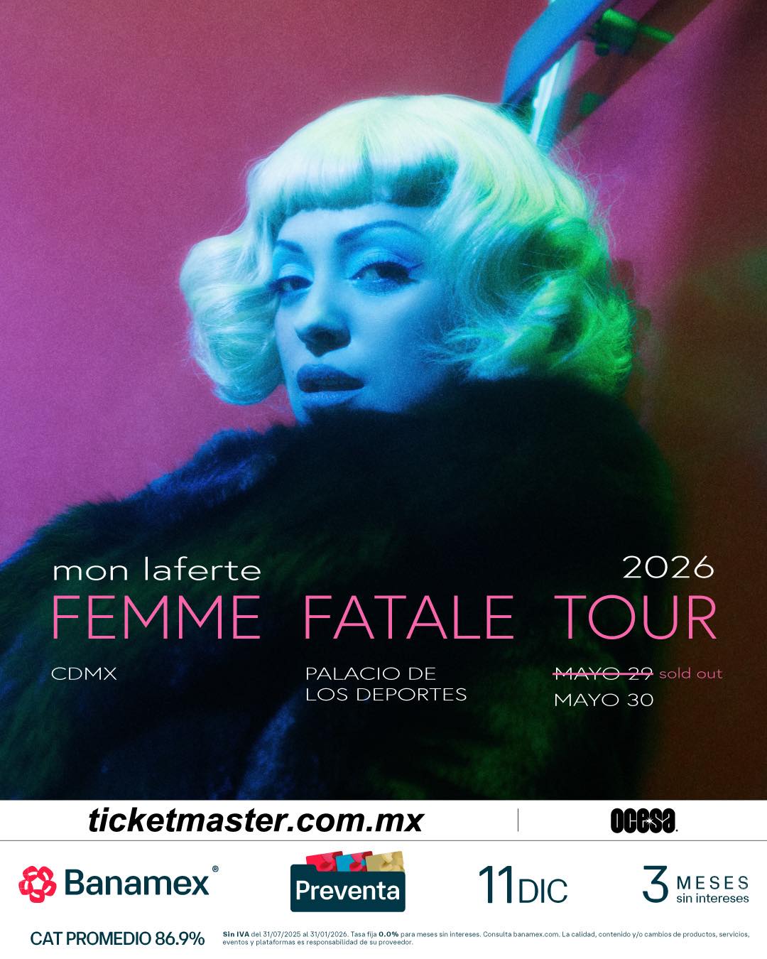 NUEVA FECHA: Mon Laferte iluminará el Palacio de los Deportes