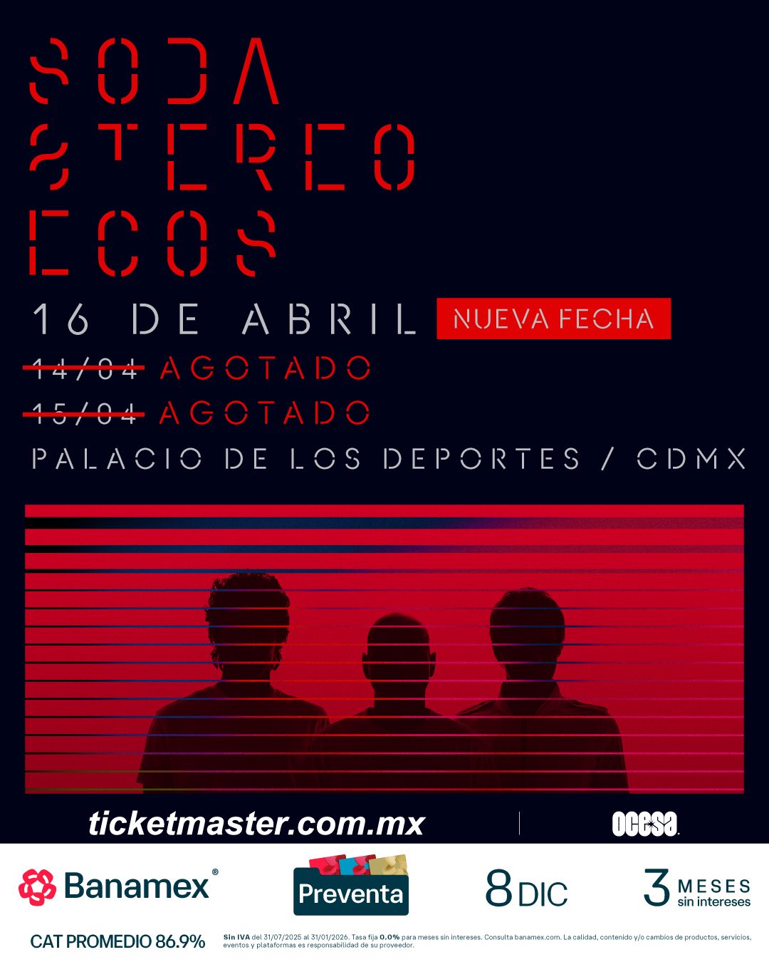 NUEVA FECHA: Soda Stereo llegará al Palacio de los Deportes