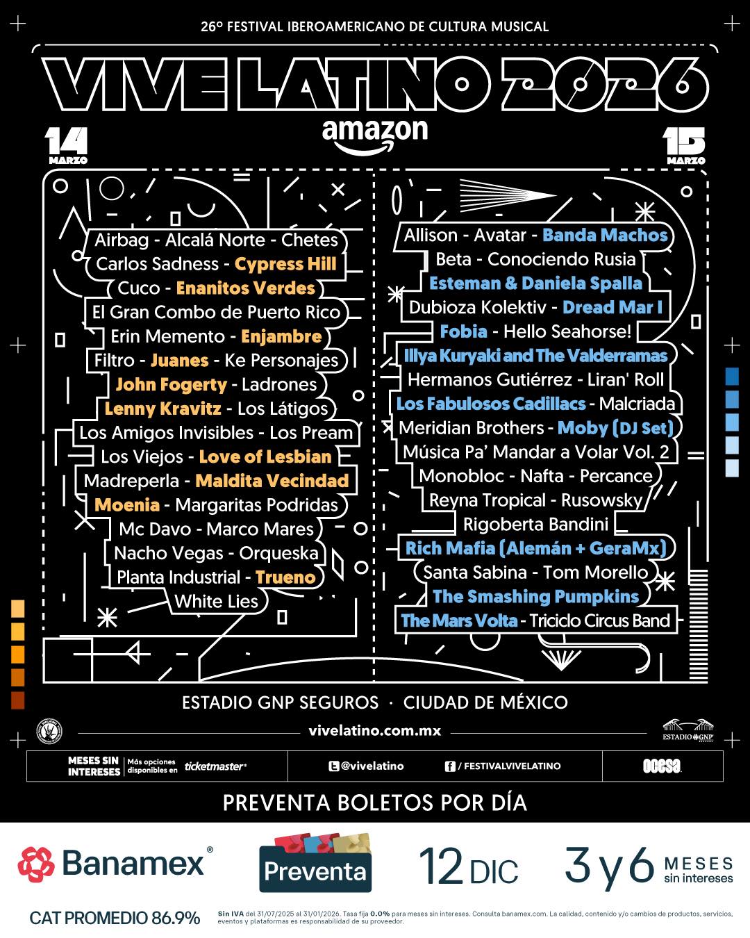 PRECIOS: Vive Latino 2026 anuncia lineup por día