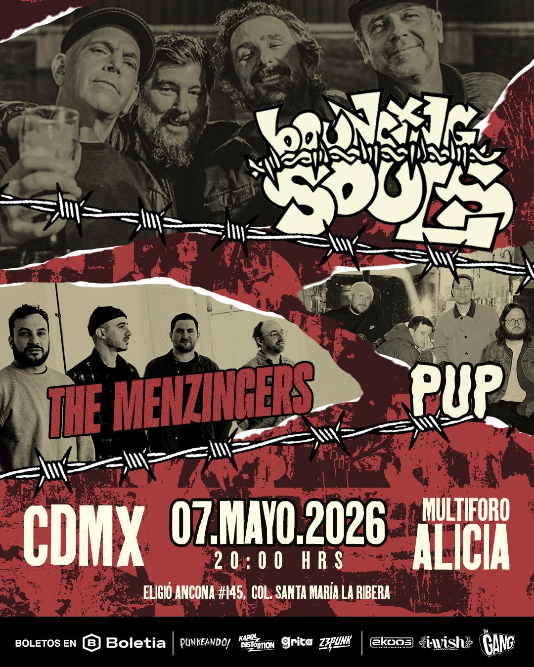 PRECIOS: The Bouncing Souls, The Menzingers y PUP se presentarán en el Multiforo Alicia