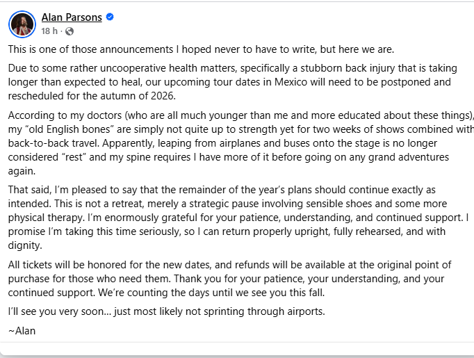 Alan parsons comunicado