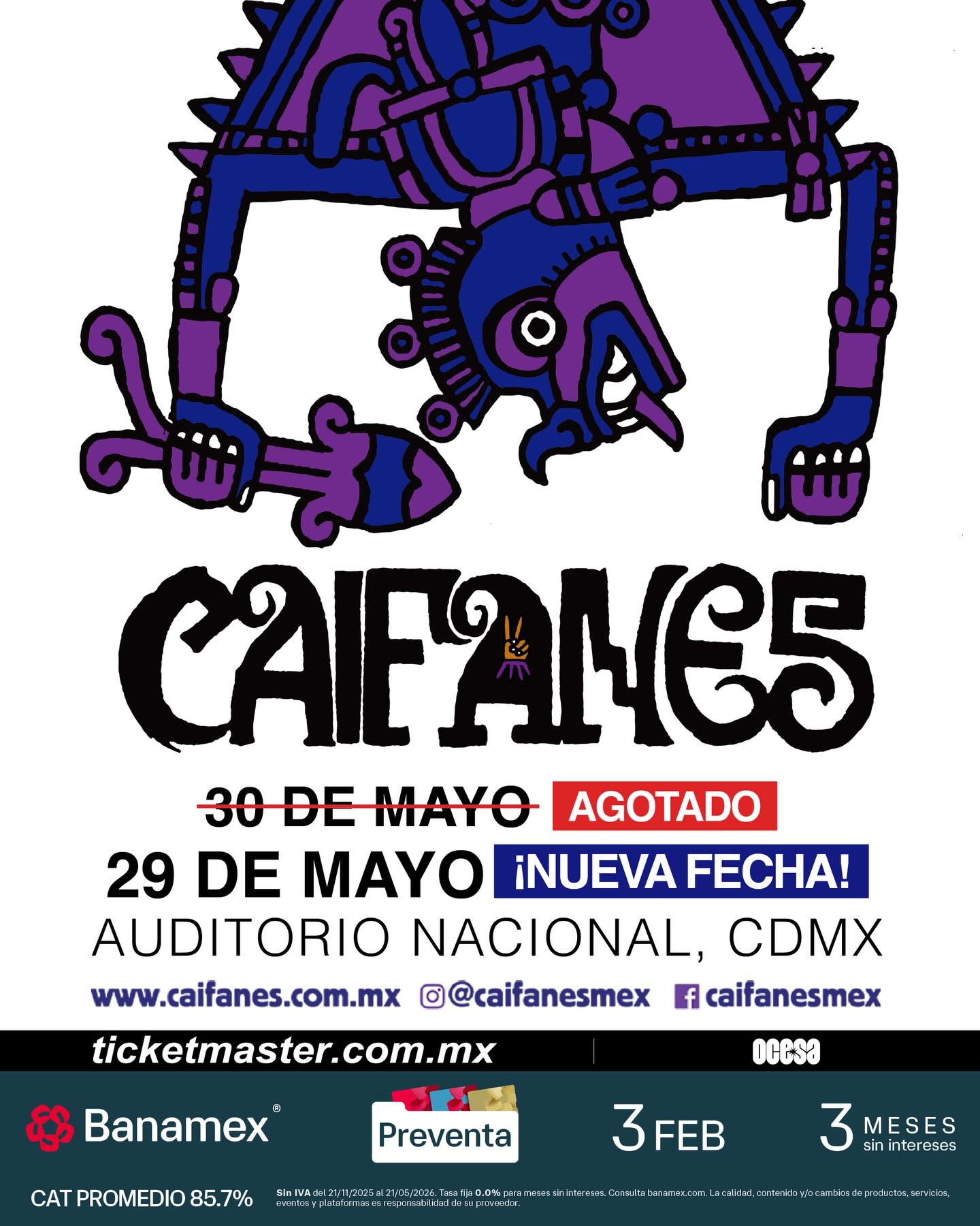 NUEVA FECHA: Caifanes llegará al Auditorio Nacional