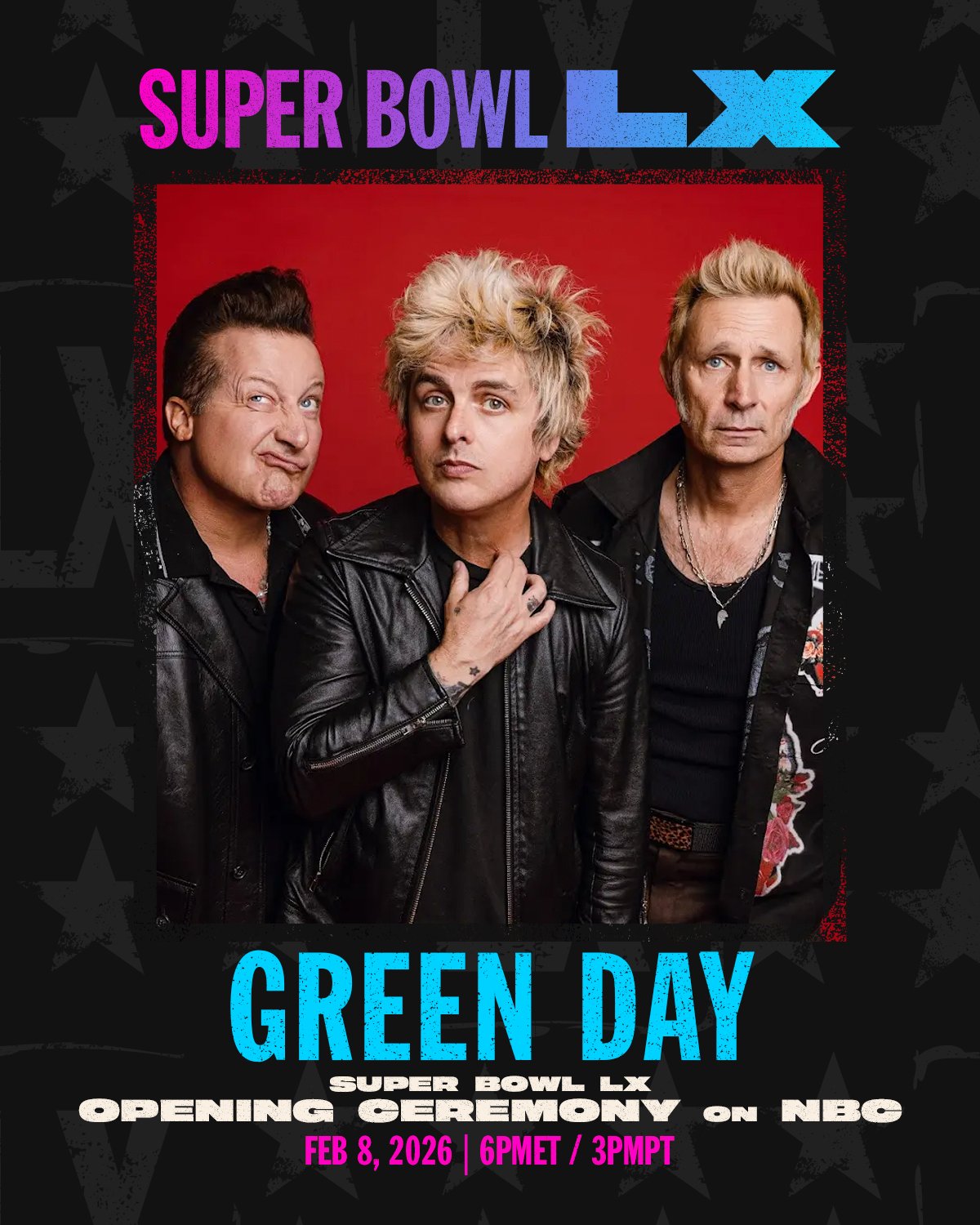 Green Day encabezará la ceremonia inaugural del Super Bowl LX