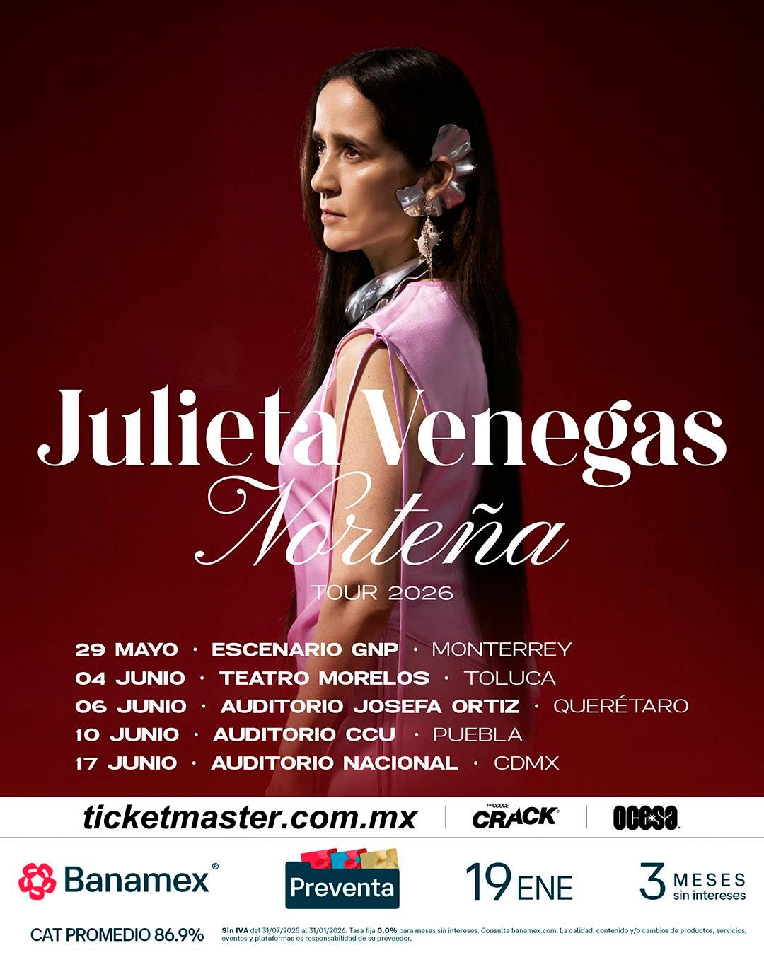 PRECIOS: Julieta Venegas se presentará en el Auditorio Nacional