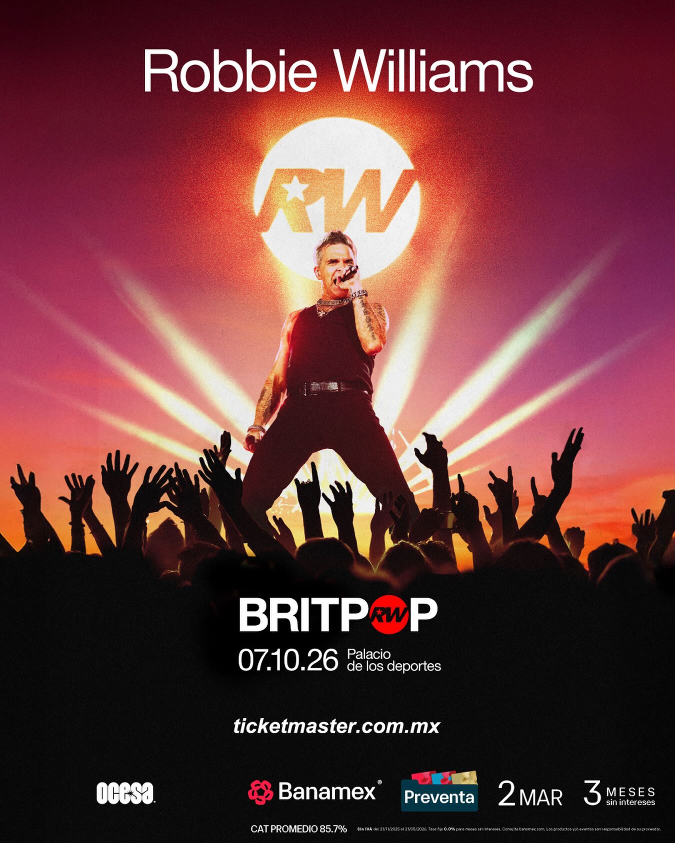 Robbie Williams se presentará en el Palacio de los Deportes