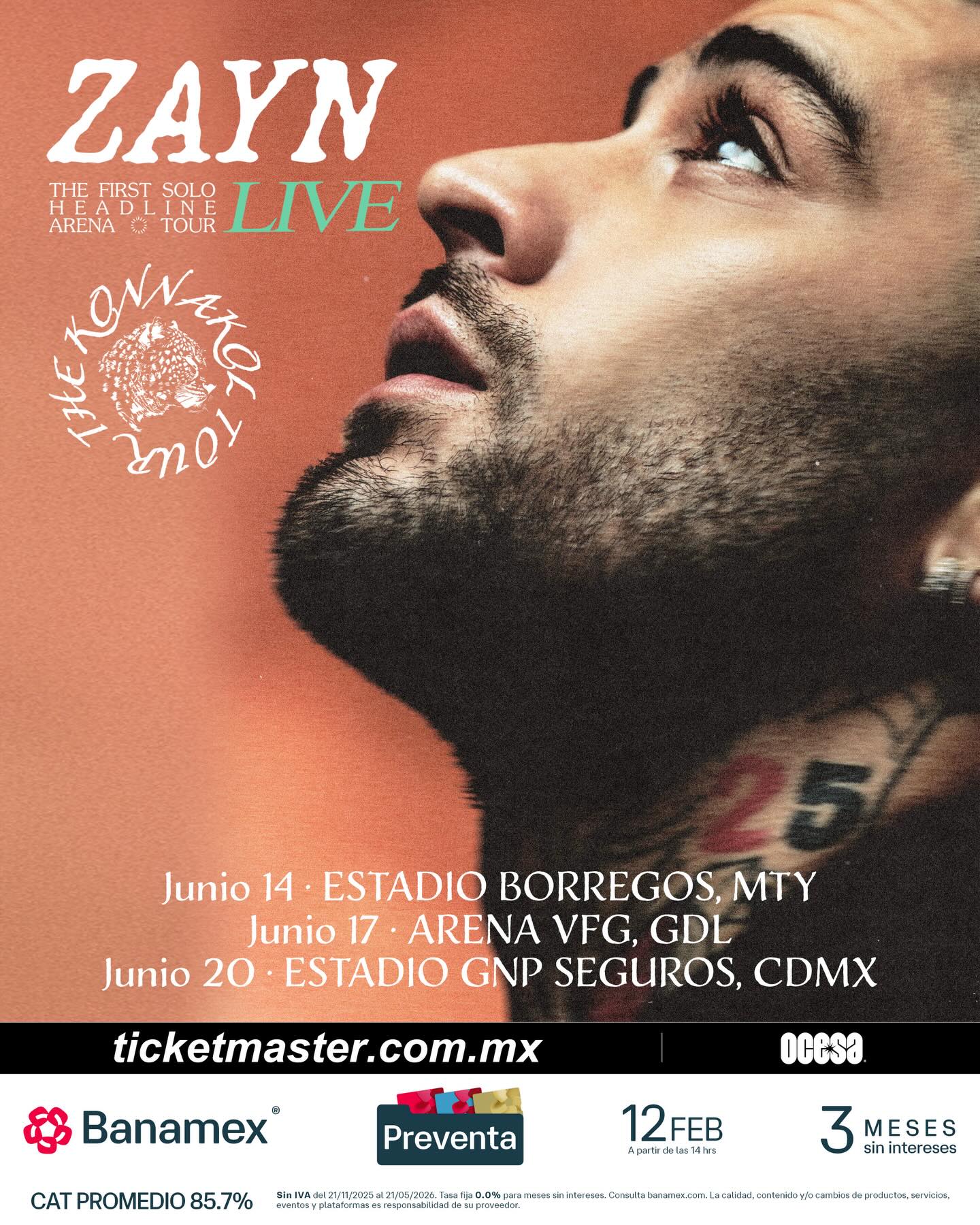 ZAYN llegará al Estadio GNP Seguros