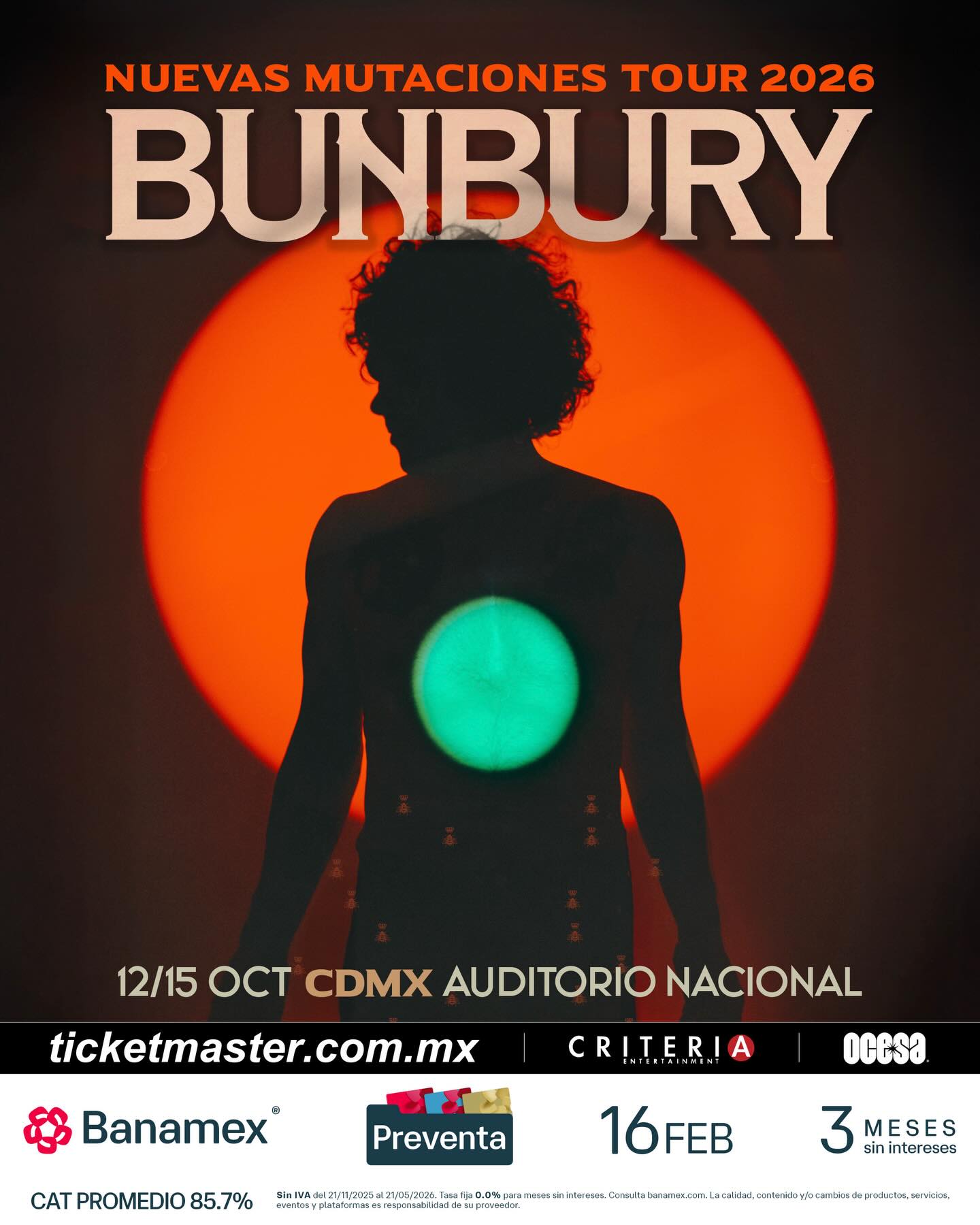 Bunbury se presentará en el Auditorio Nacional