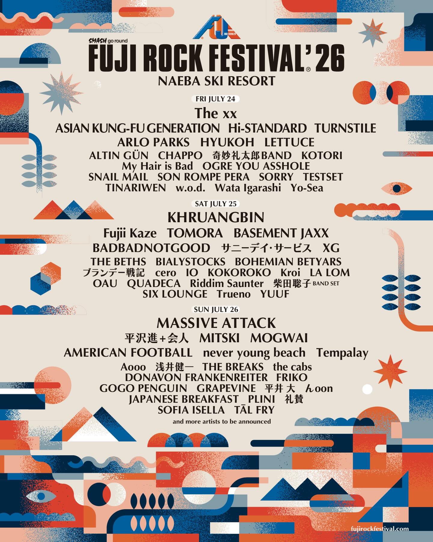 Fuji Rock Festival 2026 anuncia lineup