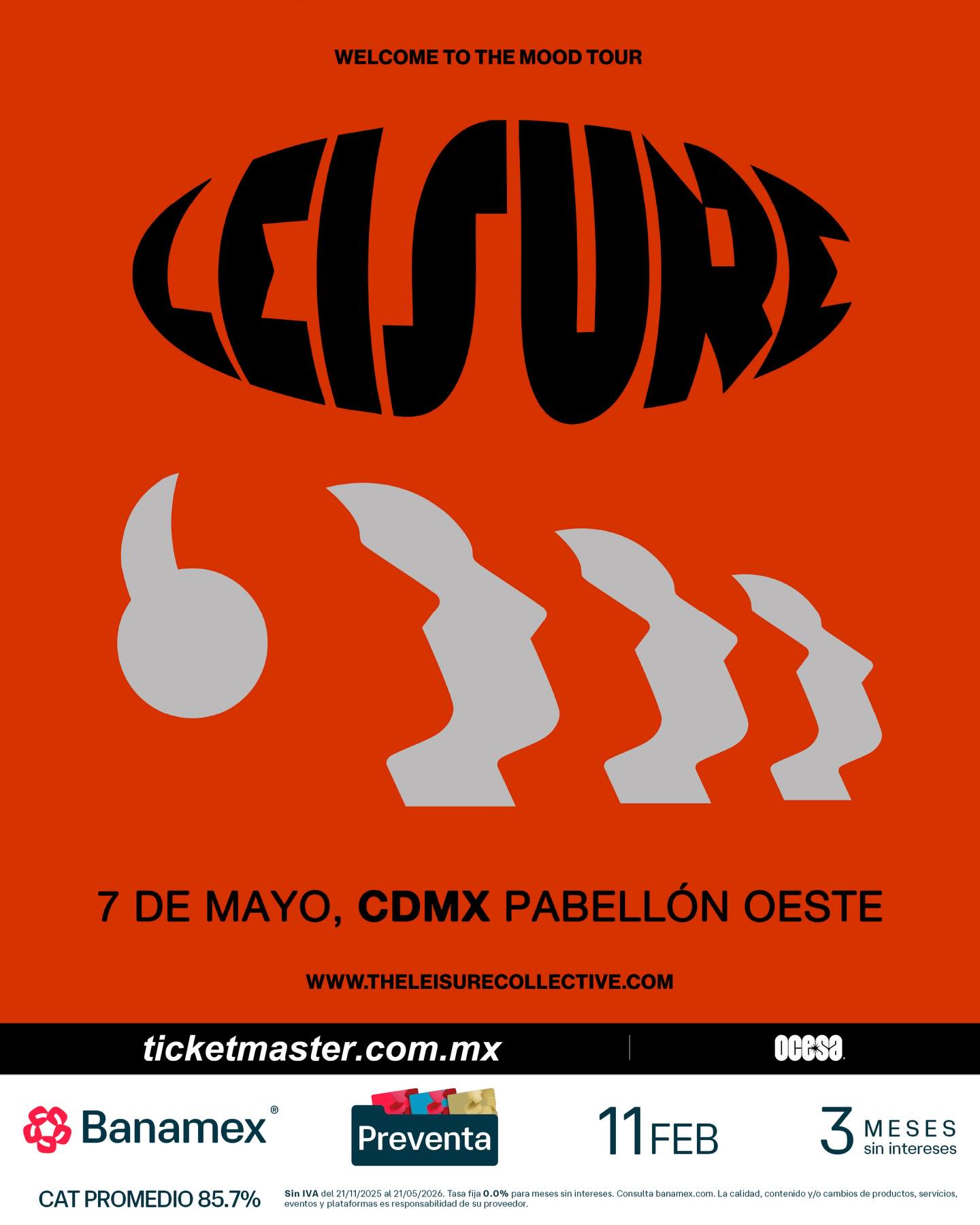 PRECIOS: Leisure se presentará en el Pabellón Oeste