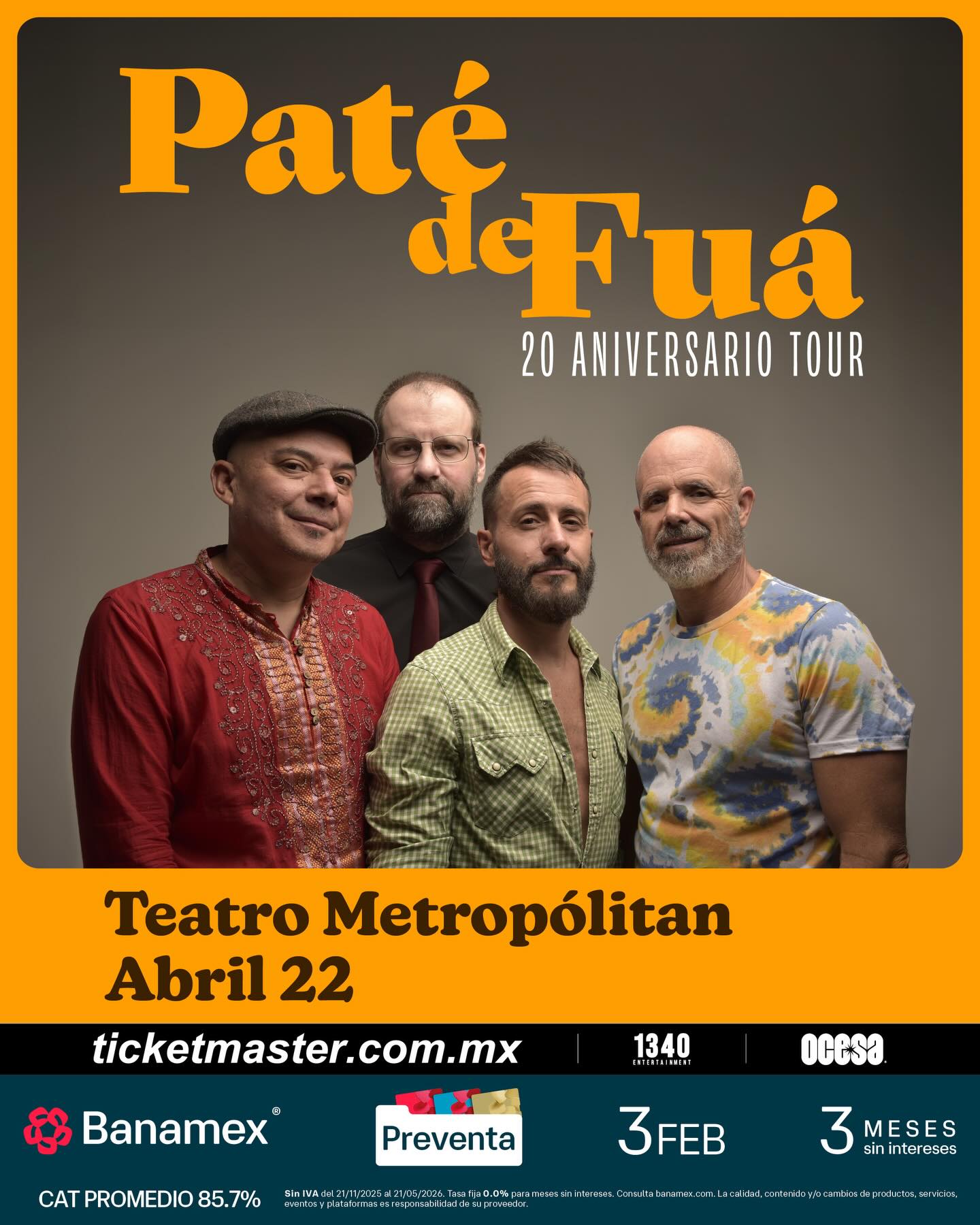 PRECIOS: Paté de Fuá se presentará en el Teatro Metropólitan