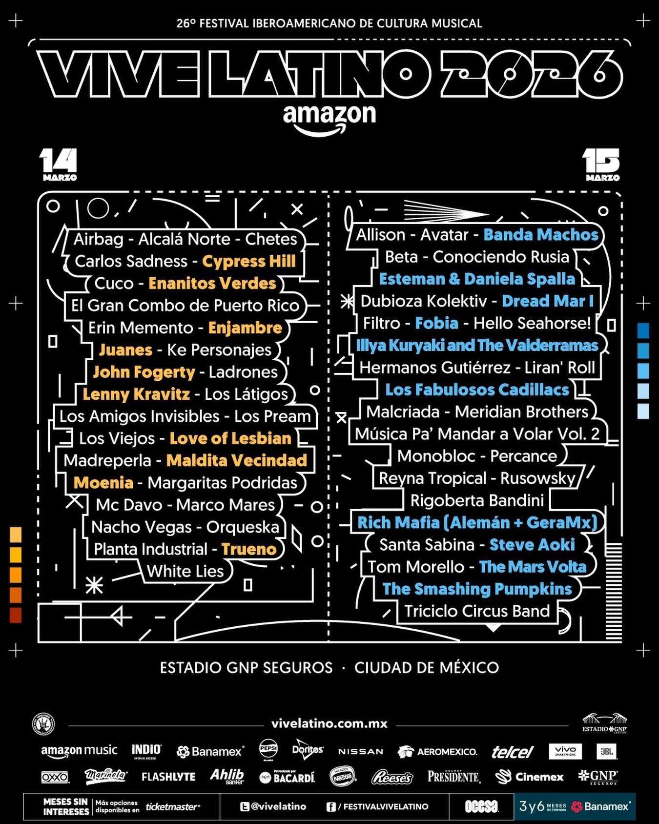 Vive latino 2026 lineup actualizado