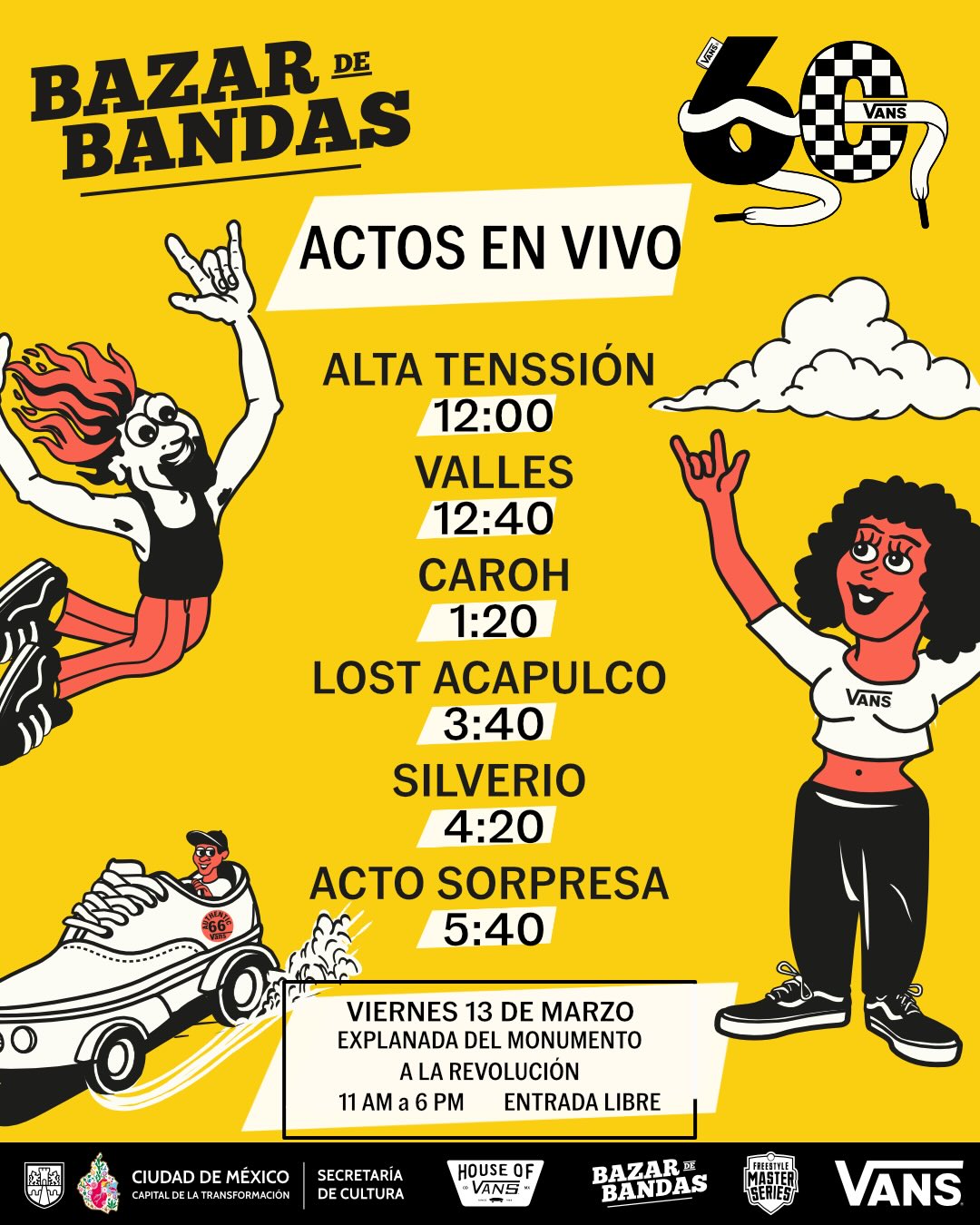 Bazar de bandas viernes horarios 2026