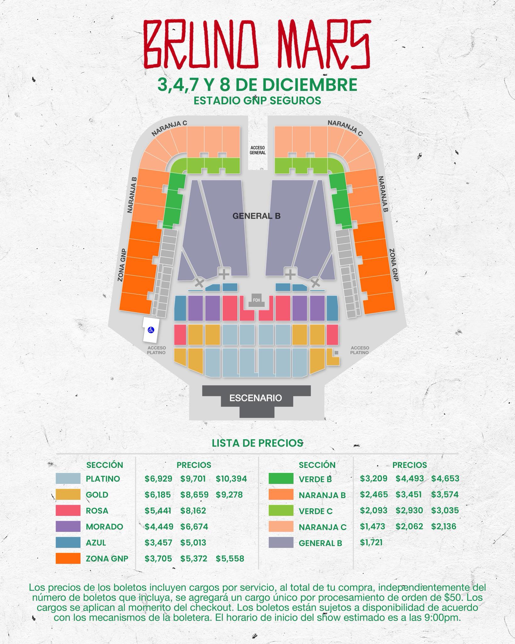 Bruno mars precios 2026