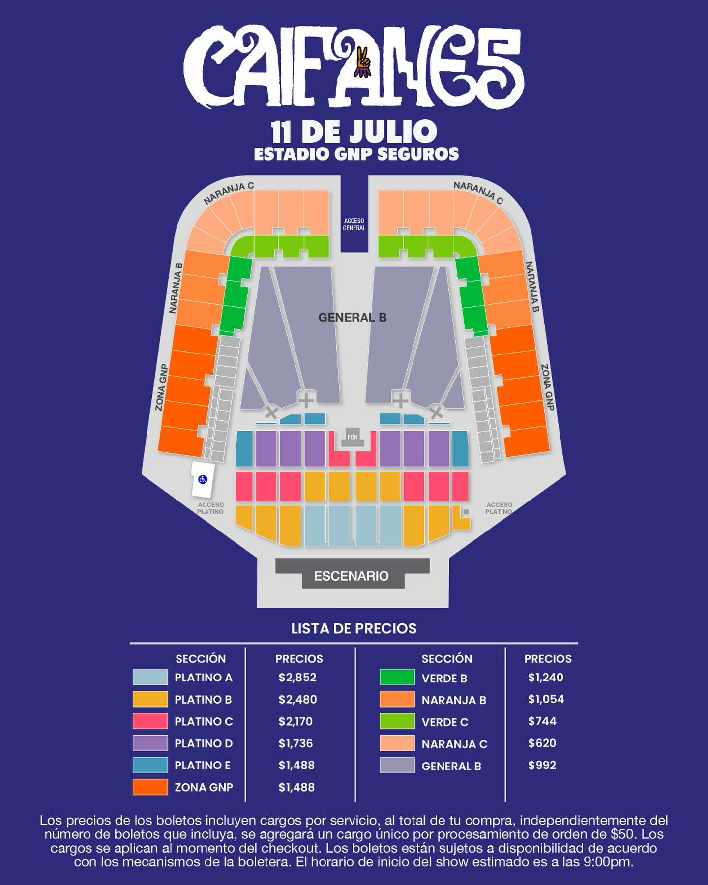 Caifanes estadio gnp precios